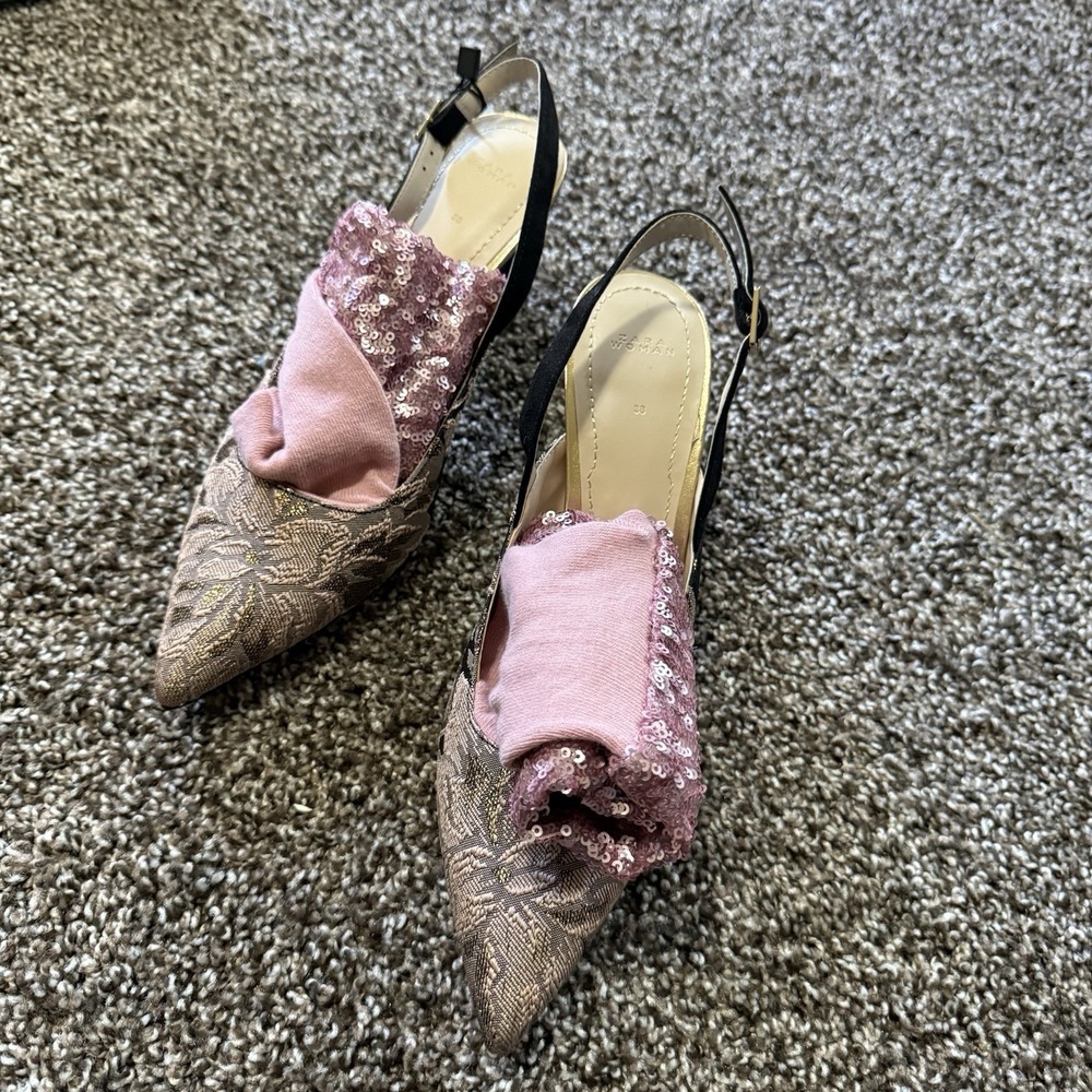 ZARA WOMEN'S PINK SEQUINS SOCK SLINGBACKS EUR 38 US 7.5 NEW (other) - Picture 4 of 12